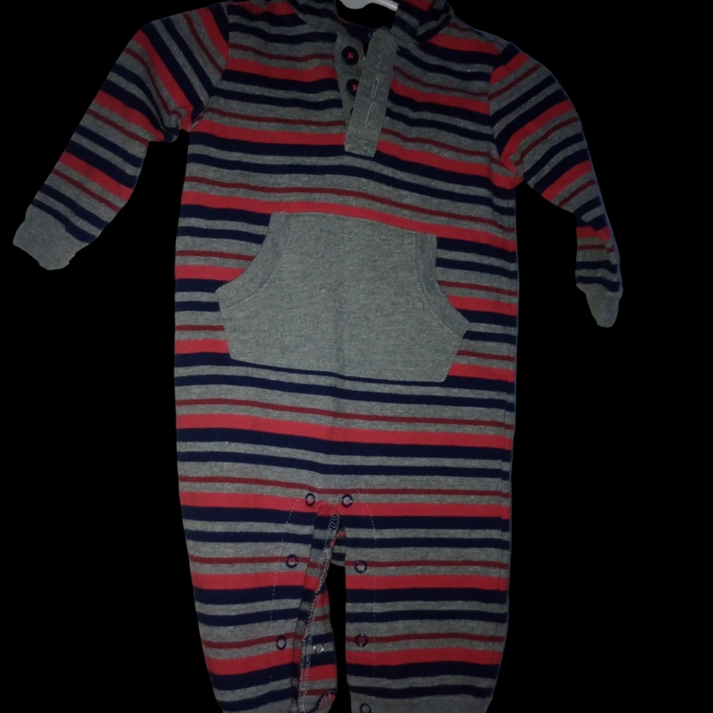 Cherokee Striped Gray and Red Footies One Piece